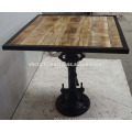 Industrial Jack Crank Bar Table Square Mango Top Madeira Ferro moldado